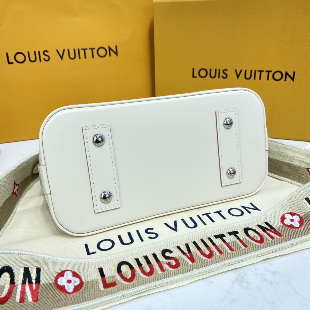 Louis Vuitton ALMA BB Epi Leather Handbag M58706 Quartz White